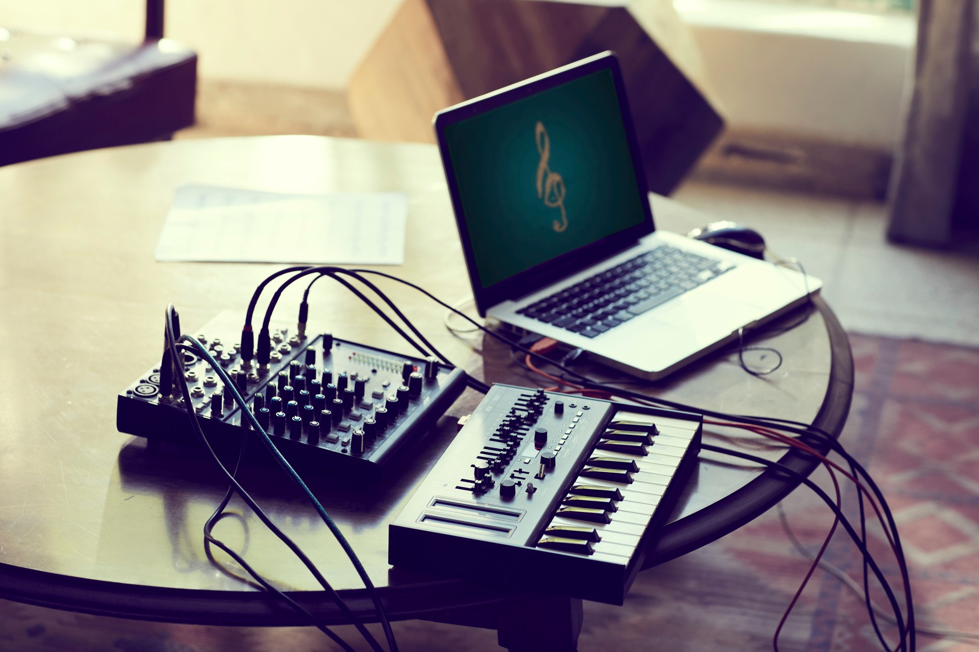 MIDI controller in a audio studio